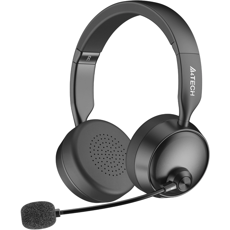 Wireless Headset A4tech BH230, 40 mm driver, 32 Ohm, 98db, 139g, 55h, Foldable, AINC Mic, Controls on ear cup, Leather Ear Pads, 400mAh, BT 5.3, Black