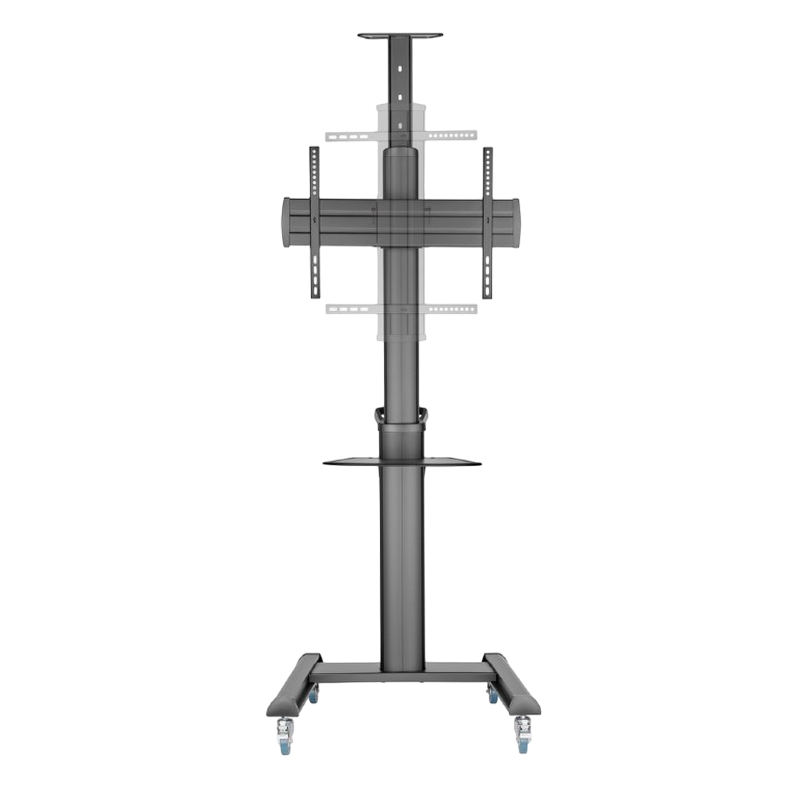 TV Mount Stand Gembird TVS-70T-02, 37-70"; Black, VESA; max 70kg, Aluminum TV floor stand with caster wheels