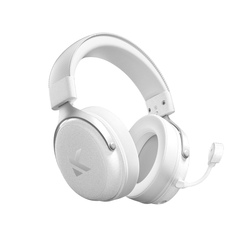 Gaming Wireless Headset MCHOSE V9 Pro, 53mm drivers, 275g, 250h, Detachable AI NC Microphone, 7.1, Memory foam, On-ear control, USB+2.4+BT, Icy White