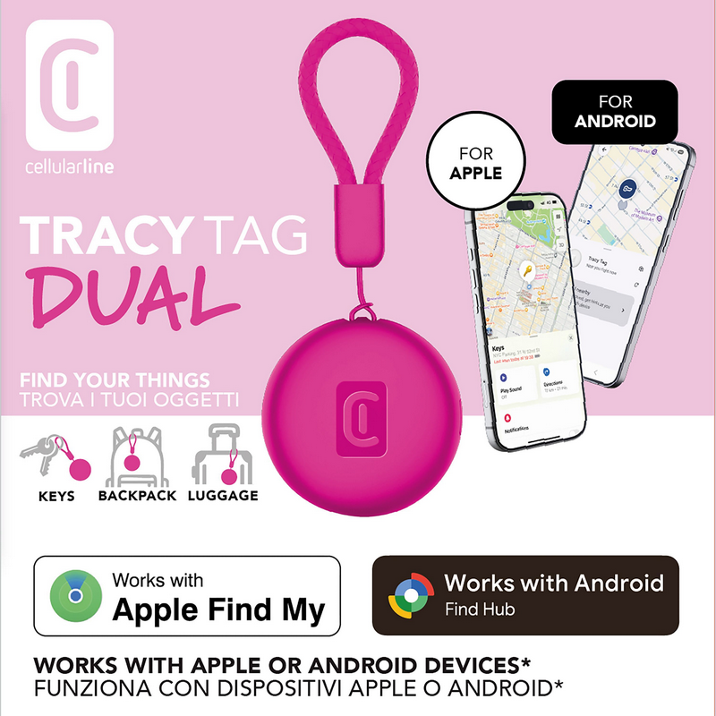Cellular Tracy Tag - Designed for IOS/Android, Pink