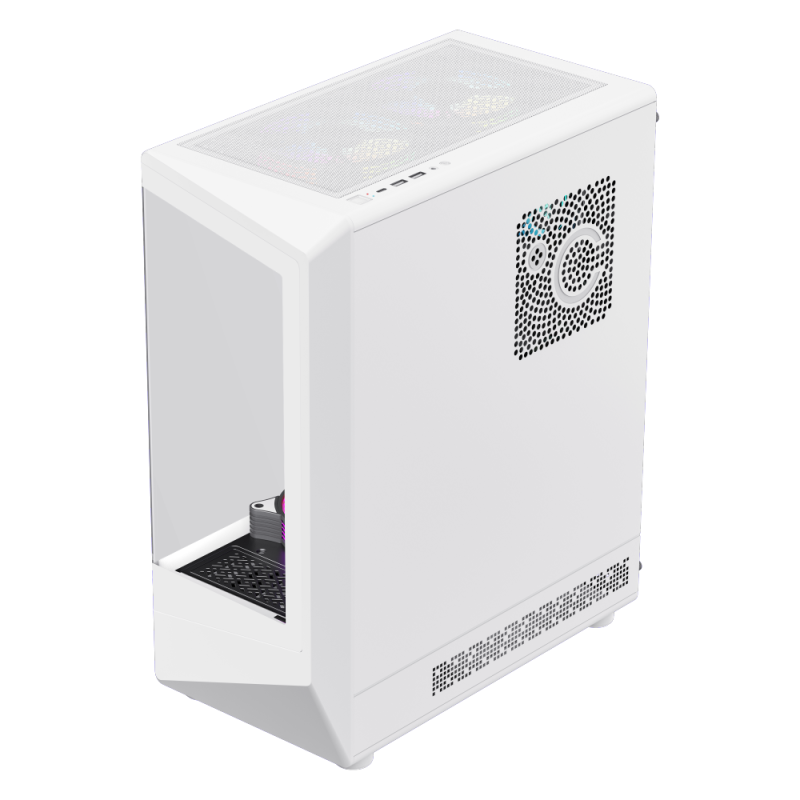 Case ATX GAMEMAX Vista COC AW, w/o PSU, 0.6mm, 5x120mm ARGB, ARGB Strip, Front&Side TG, 1xUSB-C, 1xUSB-3.0, 1xUSB2.0, 1x3.5", 2x2.5", White