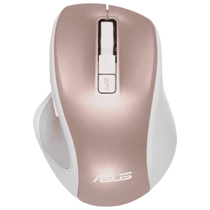 Wireless Mouse Asus MW202, 800-4000 dpi, 6 buttons, Ergonomic, 80g, Silent, 1xAA, Rose Gold