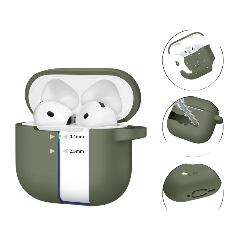 Tech-Protect Silicone Hook Apple Airpods 4, Olive Green