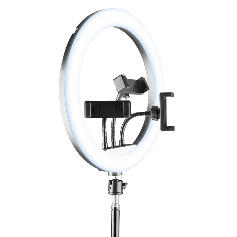 Tripod cu Lampa Circulara Cellularline Selfie Ring Trio Universal 13", Black