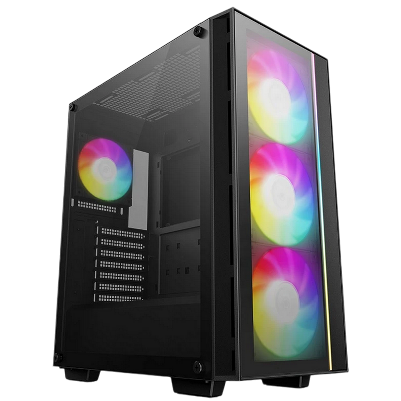 Case ATX Deepcool MATREXX 55 v4, w/o PSU, 3x140mm & 1x120mm ARGB fans, 2xUSB3.0, Front & Side Tempered Glass, Dust Filter, 2x2.5", 2x3.5", Black