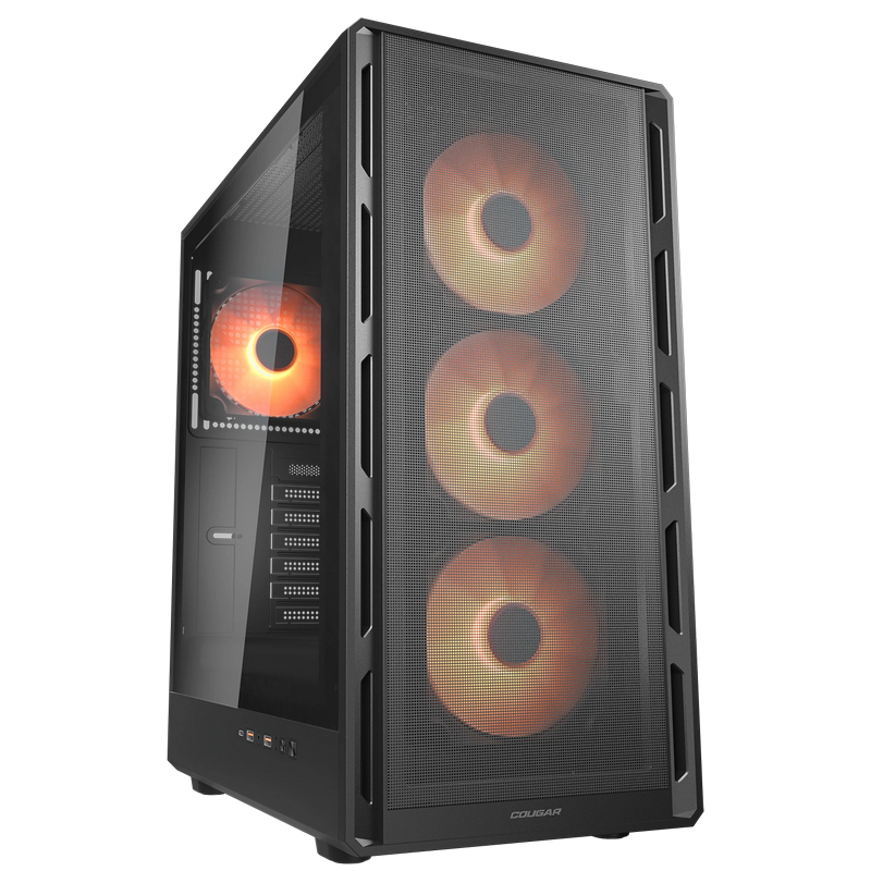 Case ATX Cougar Airface Pure PRO w/o PSU 3x120front 1x120rear ARGB PWM,Tempered Glass, LED controller 2xUSB3.0 1xUSB-C 2x2.5" 2x3.5" RGB Button, Black