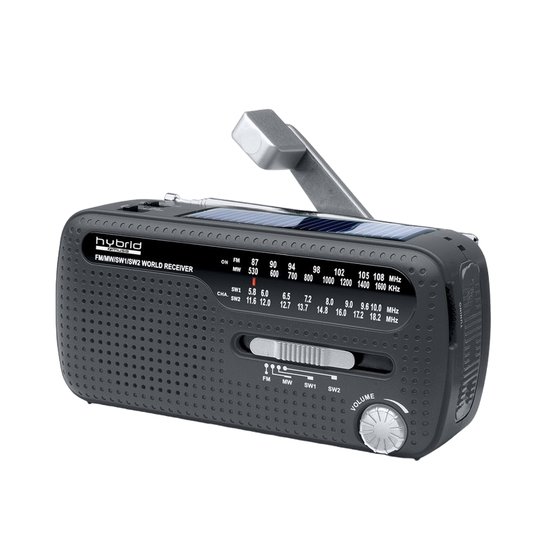 MUSE MH-07 DS, Tuner FM, Clocks, Cranking Dynamo, Solar Power, Black