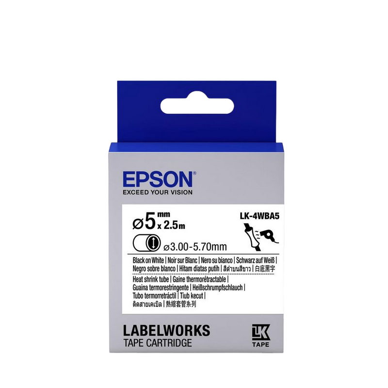 Tape Cartridge EPSON LK4WBA5 Heat Shrink: d5mm/2,5m, Black/White, C53S654904