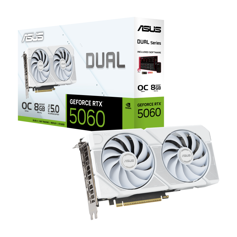 VGA ASUS RTX5060 8GB GDDR7 Dual WHITE OC (DUAL-RTX5060-O8G-WHITE)