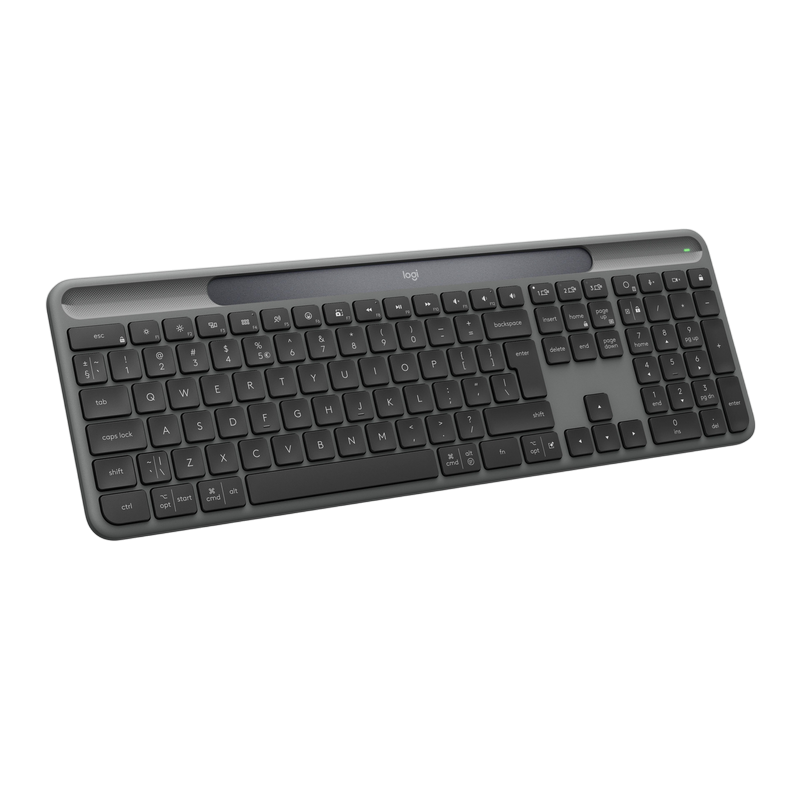 Wireless Keyboard Logitech K980, Ultra thin, Quiet Typing, F-keys, Smart Actions, Flow, Solar+, 2.4Ghz+BT, EN Graphite