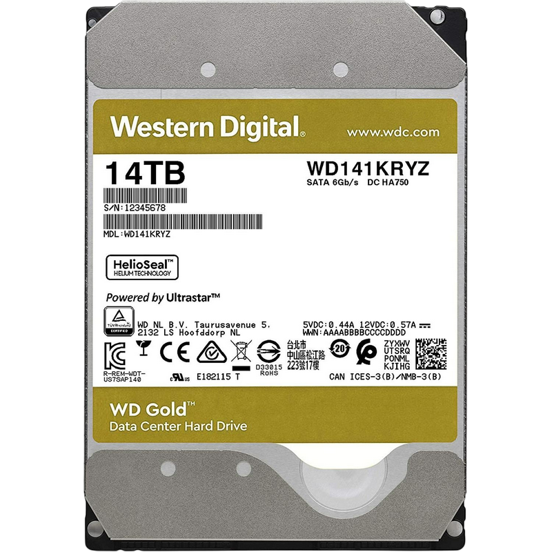 3.5" HDD 14.0TB-SATA-512MB Western Digital "Gold Enterprise Class (WD141KRYZ)"
