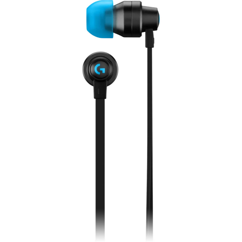 Gaming Earphones Logitech G333, 5.8mm + 9.2mm drivers, 20-20kHz, 24 Ohm, 101.6dB, 19g. 3.5+USB-C, Black