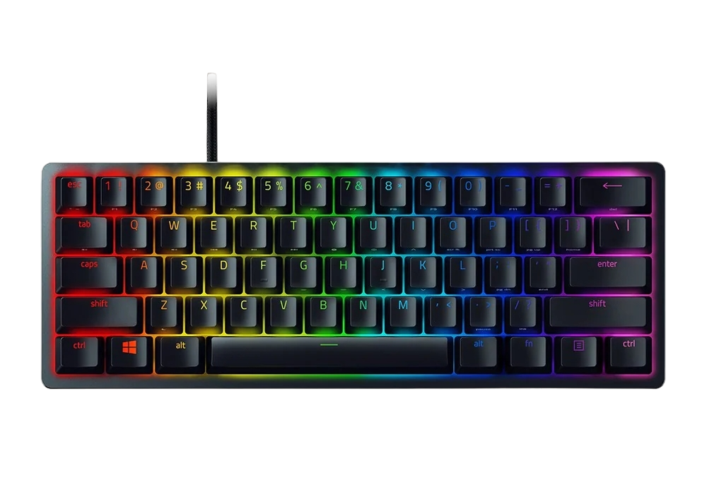 Gaming Keyboard Razer Huntsman Mini, Mechanical, 60% Form Factor, Optical Linear SW, Aluminum, Doubleshot PBT Keycaps, Macro, RGB, USB, EN, Black