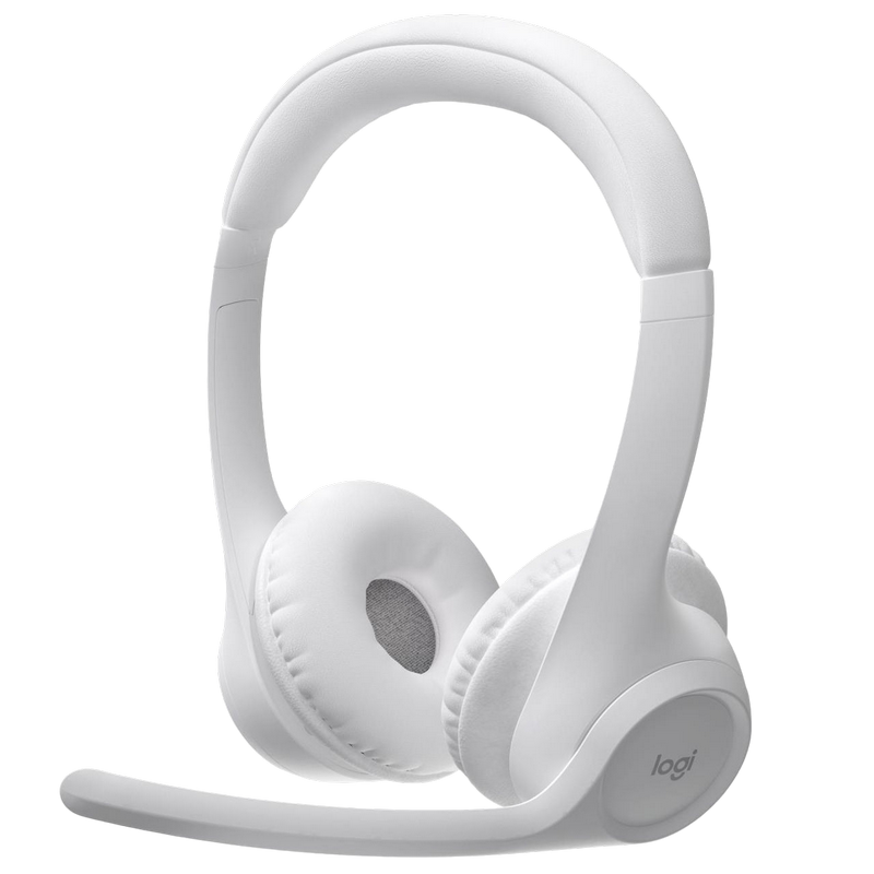 Wireless Headset Logitech Zone 300, 30mm driver, 50-20kHz, 96db, Built-in battery, up to 16h, Dual noise-canceling mics, Bluetooth, White