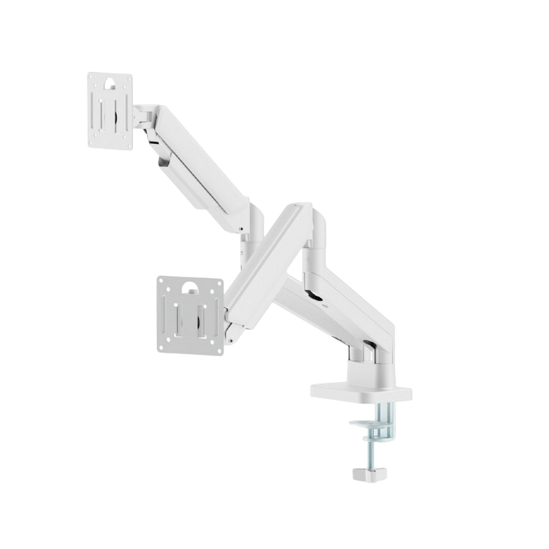 Table/desk 2-display mounting "MA-DA2-06-W" WHITE Gembird (rotate,tilt,swivel), 17”-32”, up to 9 kg, VESA:75x75, 100x100