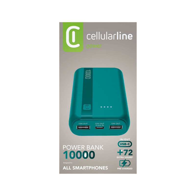 Power Bank Cellularline 10000mAh, Essential, Blue