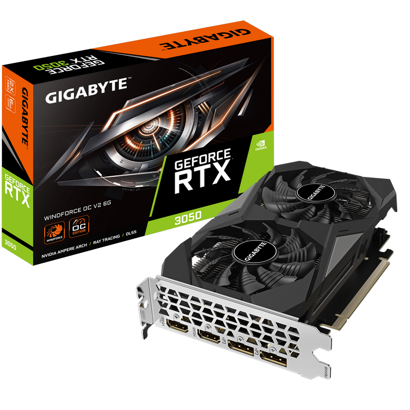 VGA Gigabyte RTX3050 6GB GDDR6 WindForce (GV-N3050WF2OCV2-6GD)
