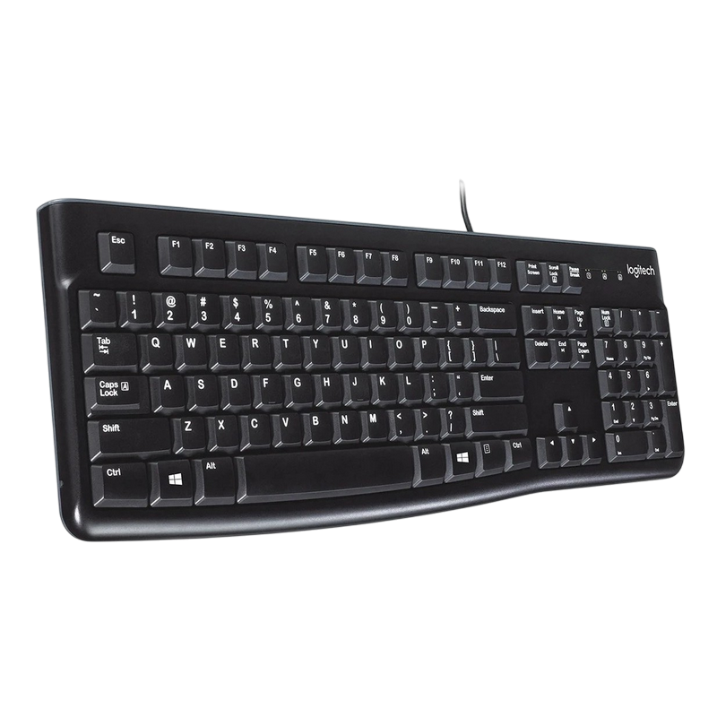 Keyboard Logitech K120 for Business, Quiet typing, 1.5m, USB, EN/UA, Black