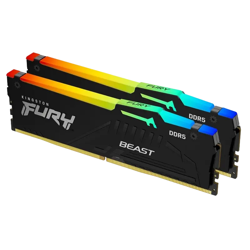 32GB DDR5-6400MHz Kingston FURY Beast RGB (Kit of 2x16GB) (KF564C32BBEAK2-32), CL32-39-39, 1.4V, AMD EXPO 1.0/Intel XMP 3.0, Black