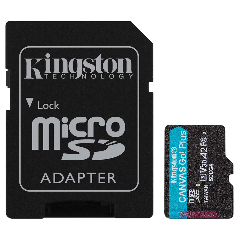 .128GB MicroSD (Class 10) UHS-I (U3) +SD adapter, Kingston Canvas Go! Plus Gen 4 "SDCG4/128GB" (R:200MB/s)