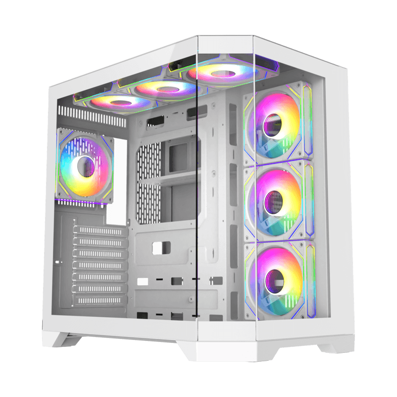 Case ATX GAMEMAX HYPE-A , w/o PSU, 0.5mm, 4x120mm ARGB fans, ARGB Hub, Front&Side Tempered Glass, DF, 1xUSB 3.0, 1xUSB 2.0, 3x2.5', 2x3.5', White
