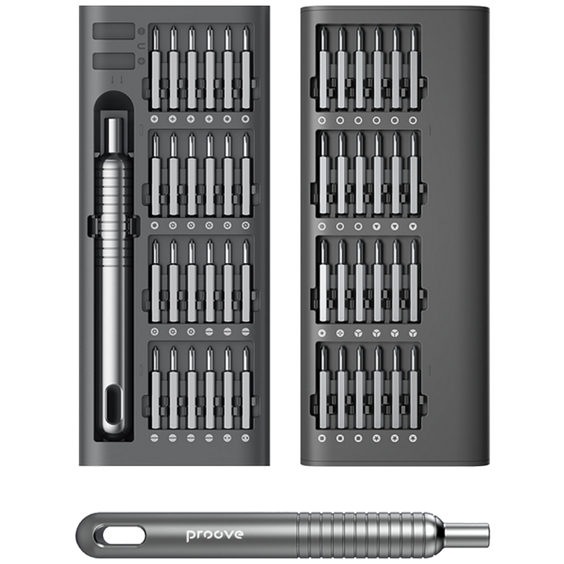 Multifunctional screwdriver set Proove Fixer 51 in1, Gray