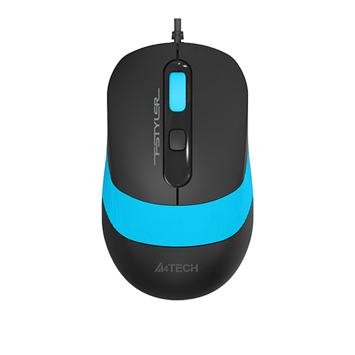 Mouse A4Tech FM10, 800-1600 dpi, 4 buttons, 108g, Ambidextrous, 4-Way Wheel, 1.5m, USB, Black/Blue