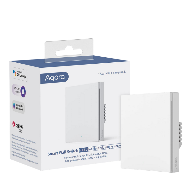 Aqara H1 Smart Wall Switch (No Neutral, Single Rocker)