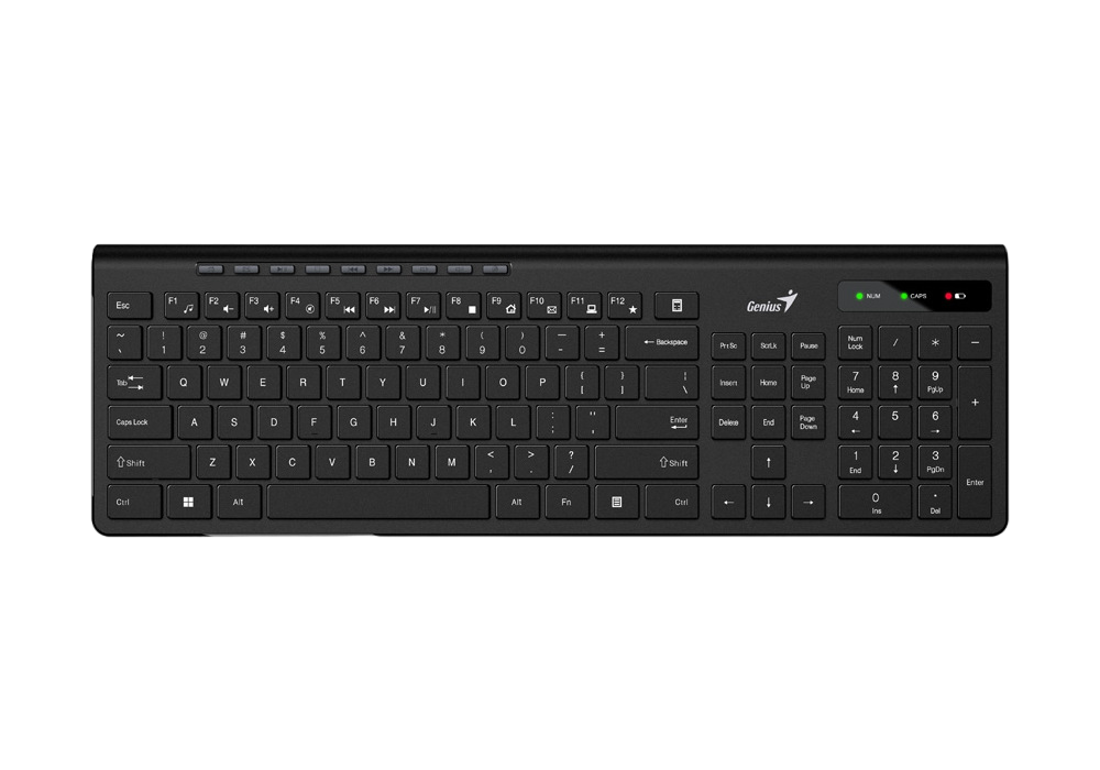 Wireless Keyboard Genius SlimStar 7230, Multimedia, 12 Fn Keys, Chocolate keys, Battery indicator, 1xAA, 2.4Ghz, EN/RU, Black