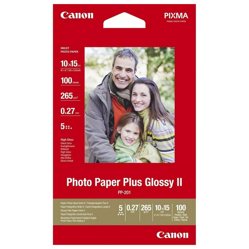 Paper Canon PP-201 Glossy II Photo Paper Plus, 4X6", 100 Sheets