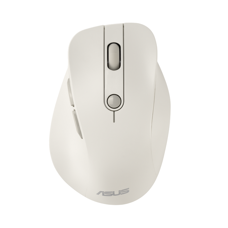 Wireless Mouse Asus MD105, 1200-1600-2400 dpi, 6 buttons, Ambidextrous, 66g, 1xAA, 2.4Ghz+BT, Milky White