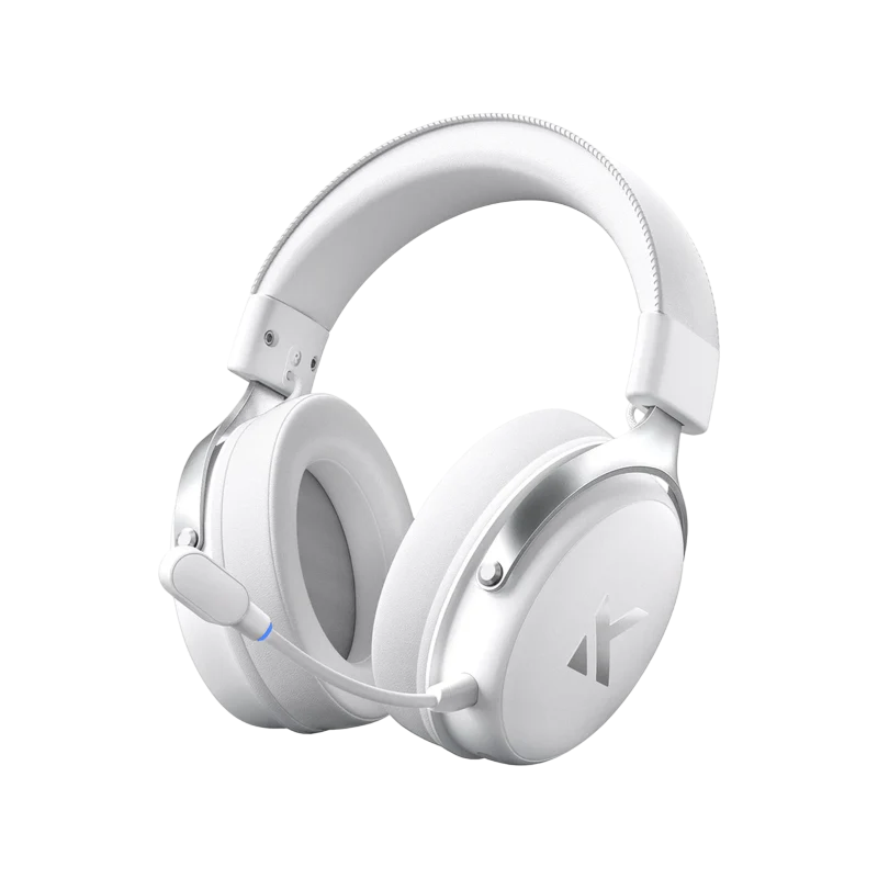 Gaming Wireless Headset MCHOSE V9 Pro, 53mm drivers, 275g, 250h, Detachable AI NC Microphone, 7.1, Memory foam, On-ear control, USB+2.4+BT, Icy White