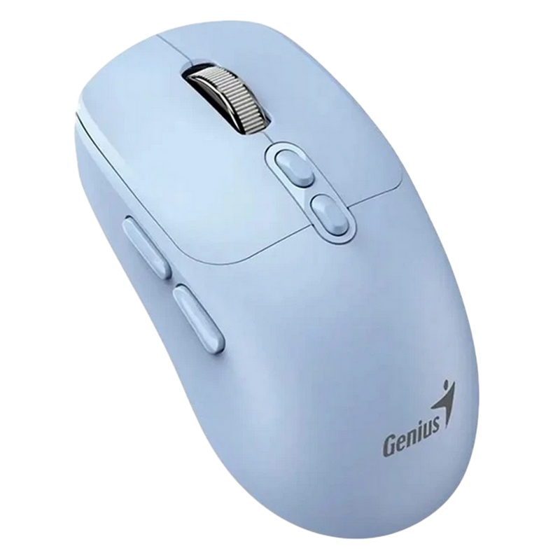 Wireless Mouse Genius NX-8080S, 1600 dpi, 7 buttons, Ambidextrous, 54g, Silent, BlueEye, 1xAA, 2.4Ghz, Bluetooth, Blue