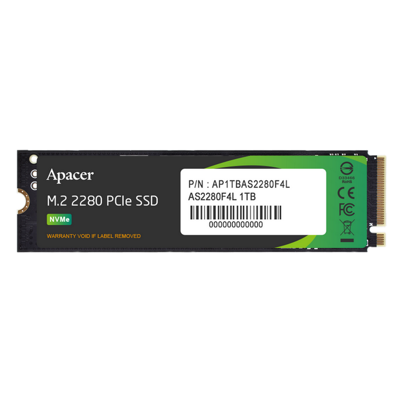 .M.2 NVMe SSD 1.0TB Apacer AS2280F4L [PCIe 5.0 x4, R/W:10400/8600MB/s, 1300K/1500K IOPS, 600TBW, 3D NAND TLC]