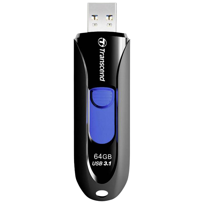 64GB USB3.1 Flash Drive Transcend "JetFlash 790", Black, Slider (R/W:90/30MB/s)