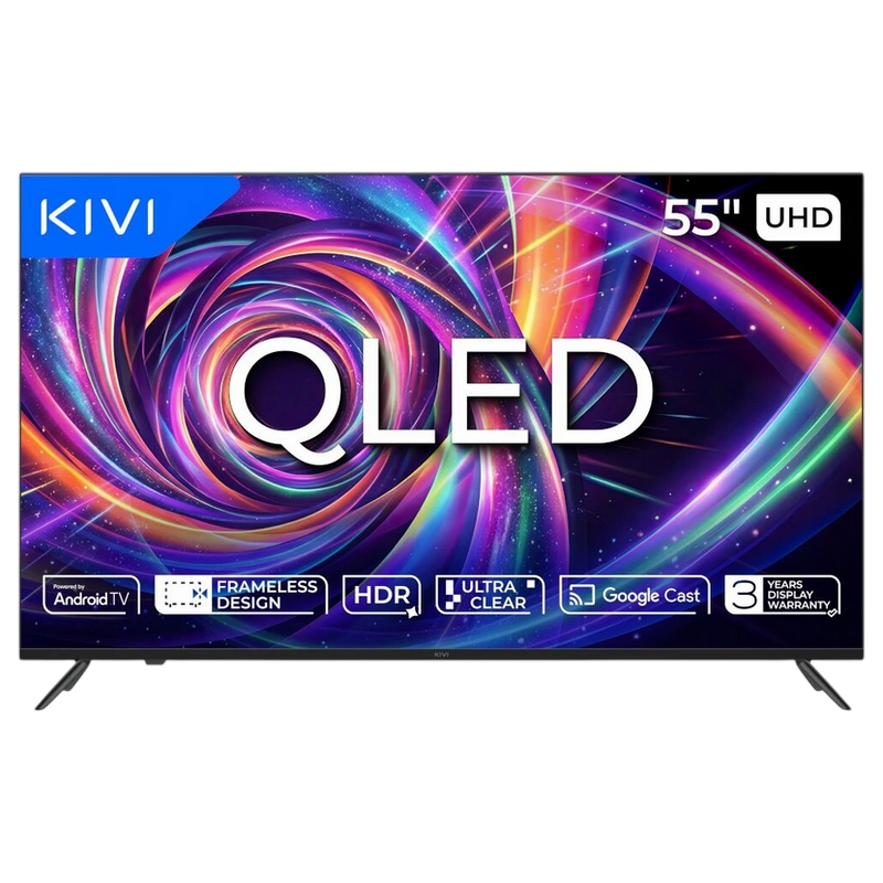 55" LED SMART TV KIVI 55U7000MB, QLED, 4K UHD, Android TV, Black