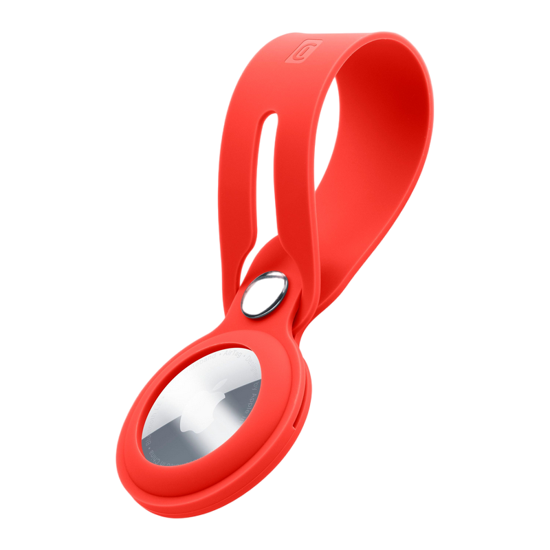 Cellular Apple Airtag, Silicone strap with hook, Red