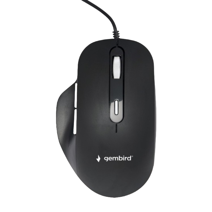 Mouse Gembird MUS-6B-02, 1200-3200 dpi, 6 buttons, Ergonomic, 1.35m, Black, USB