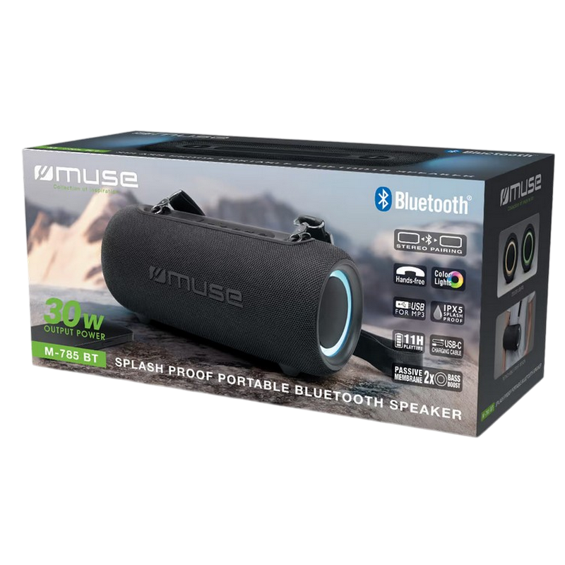 Portable Speaker MUSE M-785 BT, 30W, USB, IPX5, Dark Grey, USB-C. 3600mAh / 3.7V