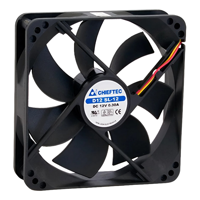 PC Case Fan Chieftec AF-1225S, 120x120x25 mm, 24-27 dB, 1350RPM, 55 CFM, 3pin/Molex