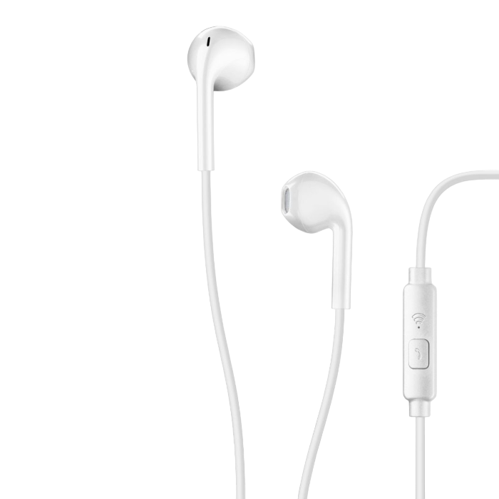 Cellular LIVE EGG-capsule earphone with mic, White