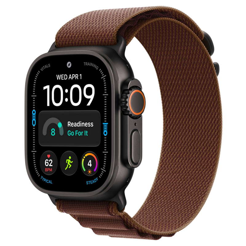 Apple Watch Ultra 4 GPS + Cellular, 49mm Black Titanium Case with Burgundy Alpine Loop - M MJC14
