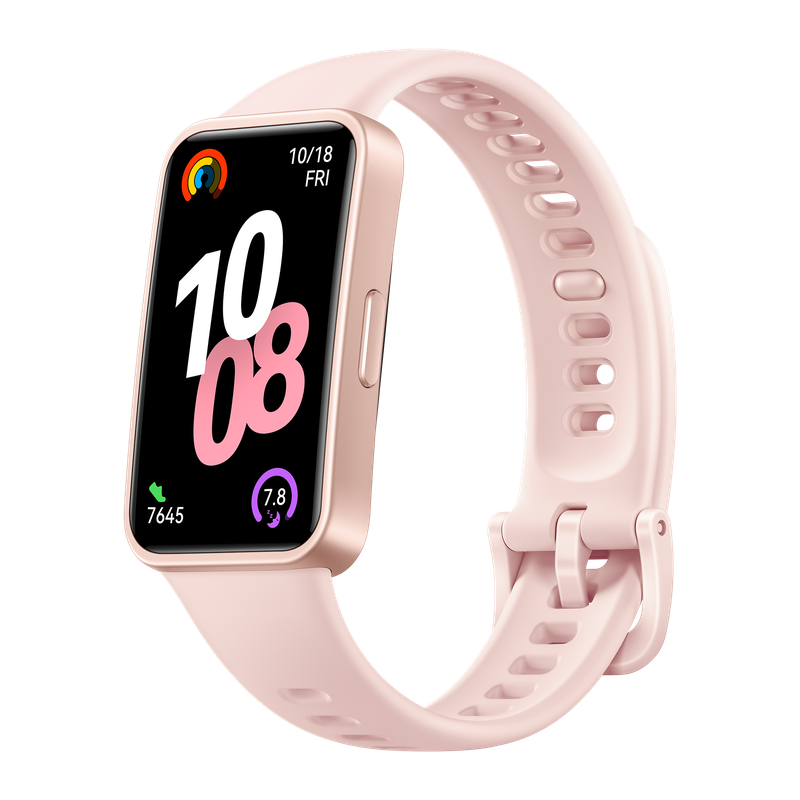HUAWEI Band 10, Pink Durable Polymer Materials Body with Pink Fluoroelastomer Strap