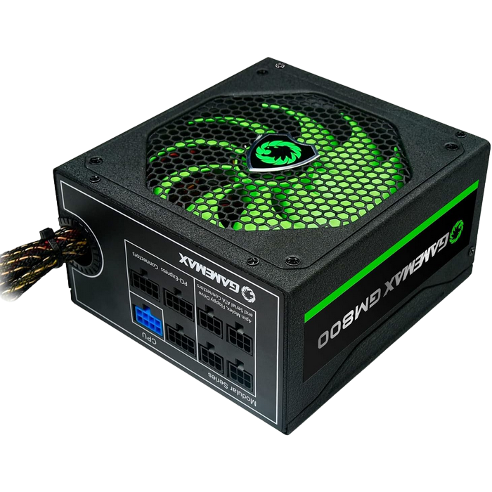 Power Supply ATX 800W GAMEMAX GM-800, 80+ Bronze, 140mm, Active PFC+Double tube forward, DC/DC, Full Modular, Black