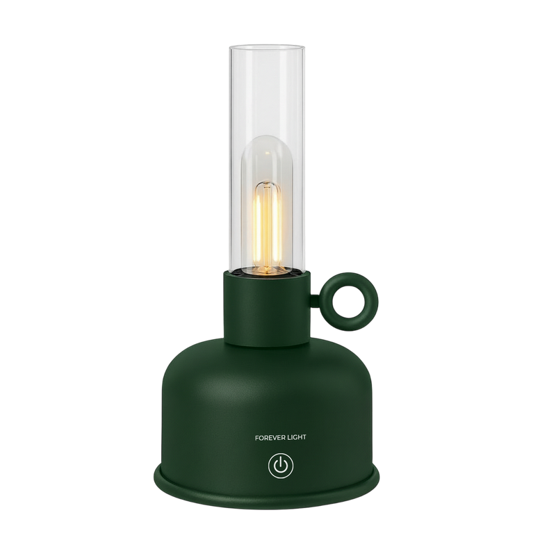 Forever Light Vintage Petroleum LED Lamp FLR-04 Bottle, Green