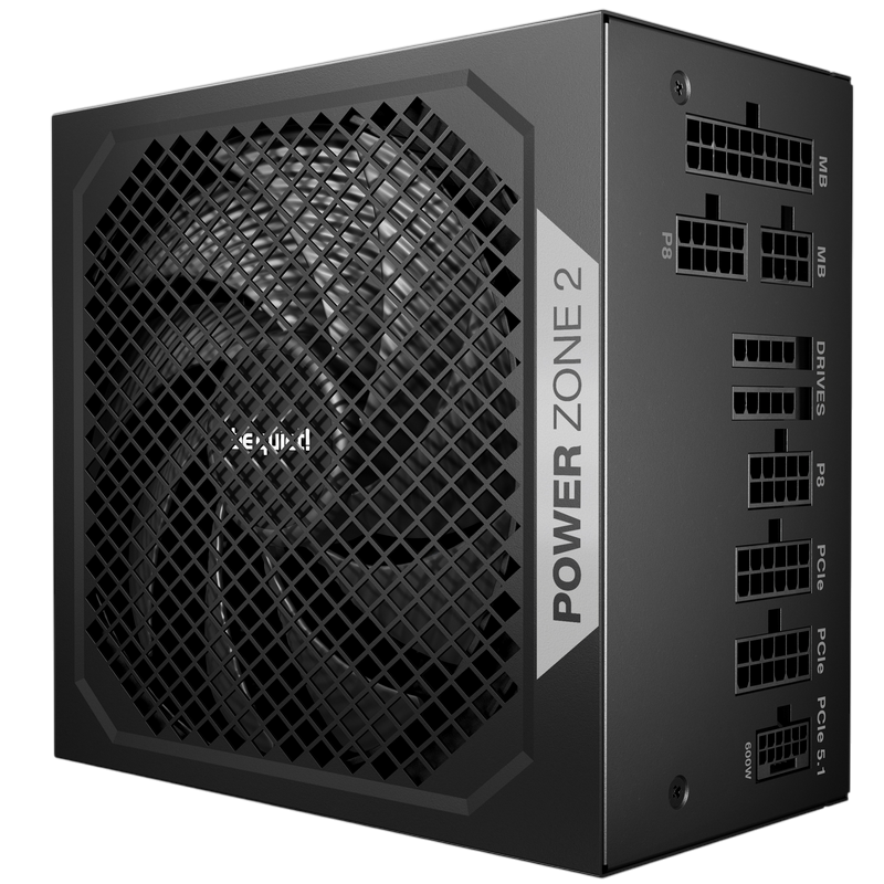 Power Supply ATX 750W be quiet! POWER ZONE 2, 80+ Platinum, 140mm, Active PFC, SR+LLC+DC/DC, ATX 3.1, 90° 12V-2x6, Fanless mode, Full Modular, Black