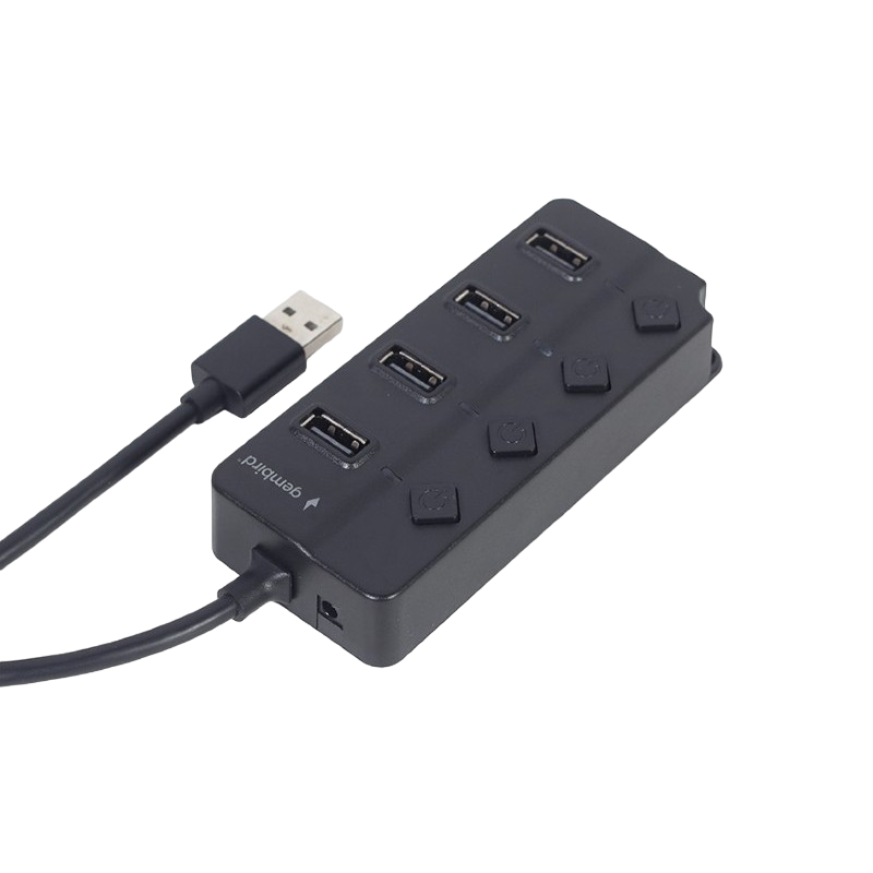 USB 2.0 Hub 4-port with switches, cable 80 cm, Gembird "UHB-U2P4P-01", Black