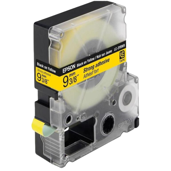 Tape Cartridge EPSON 9mm/9m Strong Adhesive, Black/Yellow, LK-3YBW C53S653005
