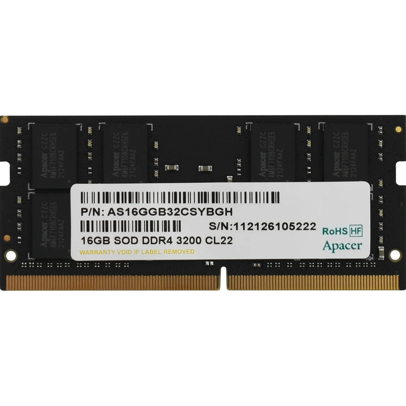 16GB DDR4- 3200MHz SODIMM Apacer PC25600, CL22, 260pin DIMM 1.2V