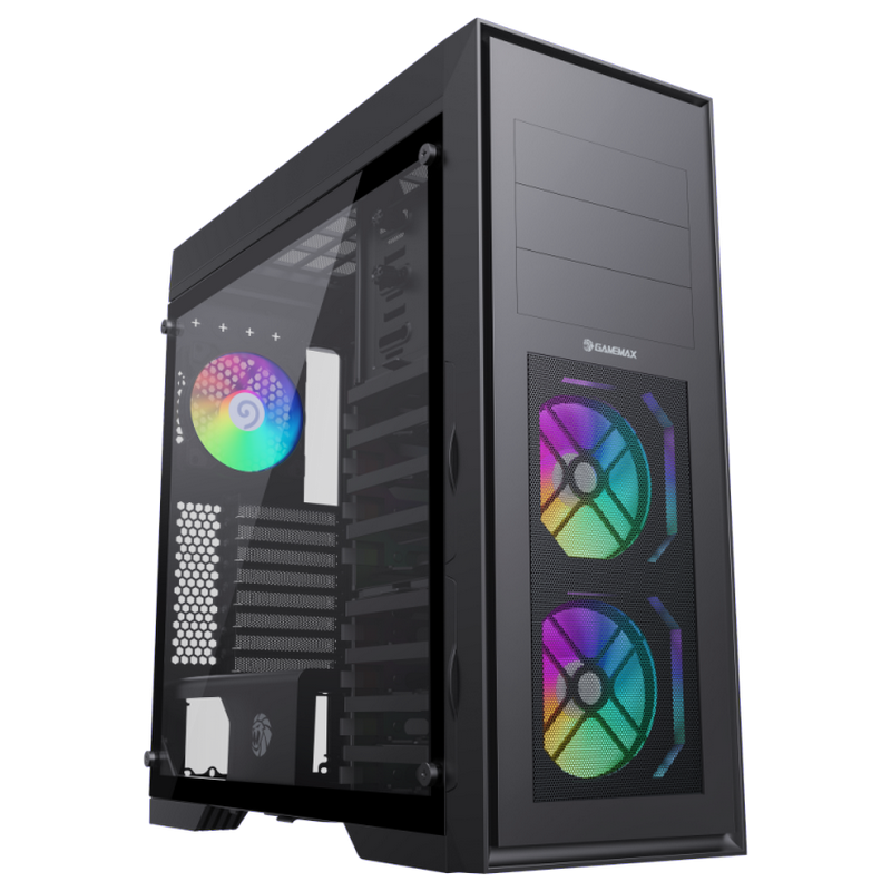 Case EATX GAMEMAX MASTER 2 BK, w/o PSU, 0,8mm, 4x120mm, Fan Controller, Tempered Glass, Dust Filter, 2xUSB3.0, 2xUSB2.0, 1xUSB-C, 8x3.5"/2x2.5", Black